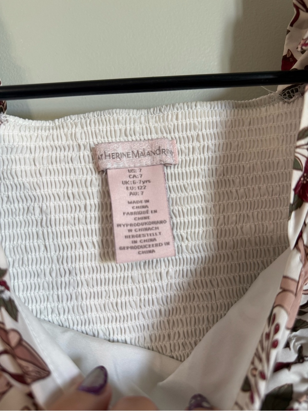 Catherine Malandrino White Dress with Red and Green Holiday Print - Picture 2 of 4